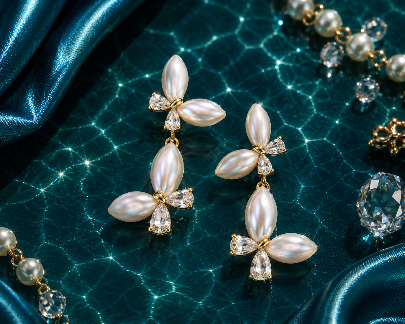 Pearl Blossom Drop Earrings