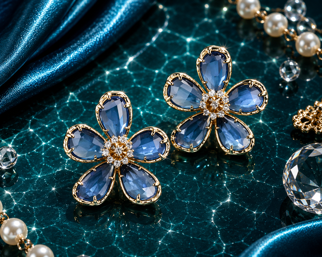Sapphire Bloom Stud Earrings