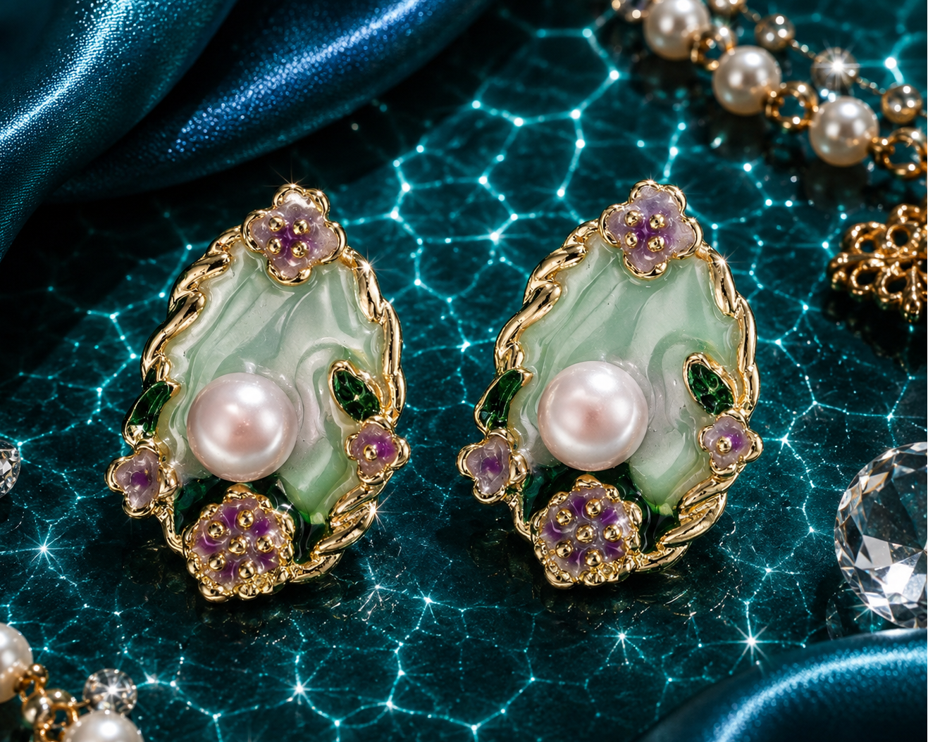 Enchanted Garden Pearl Stud Earrings