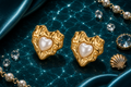 Amour Pearl Heart Stud Earrings