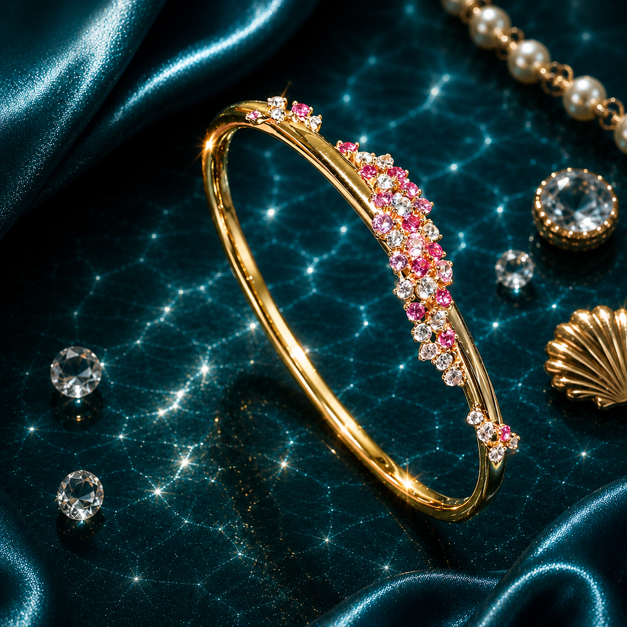 Rosé Coral Sparkle Bangle