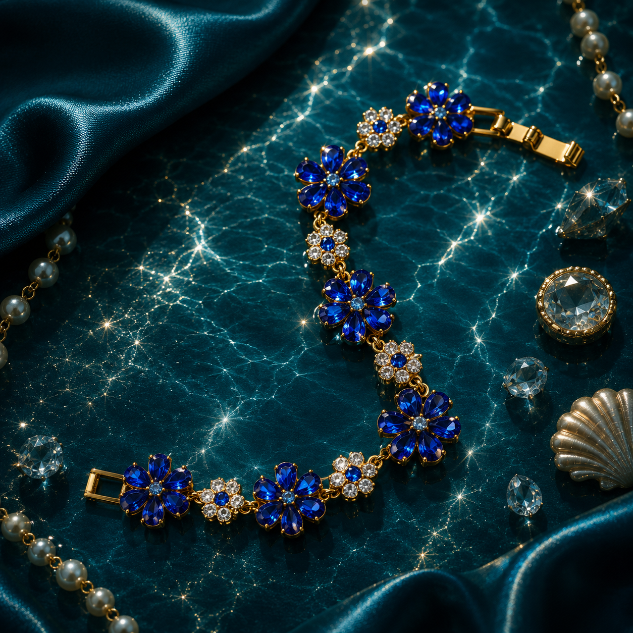 Sapphire Bloom Elegance Bracelet