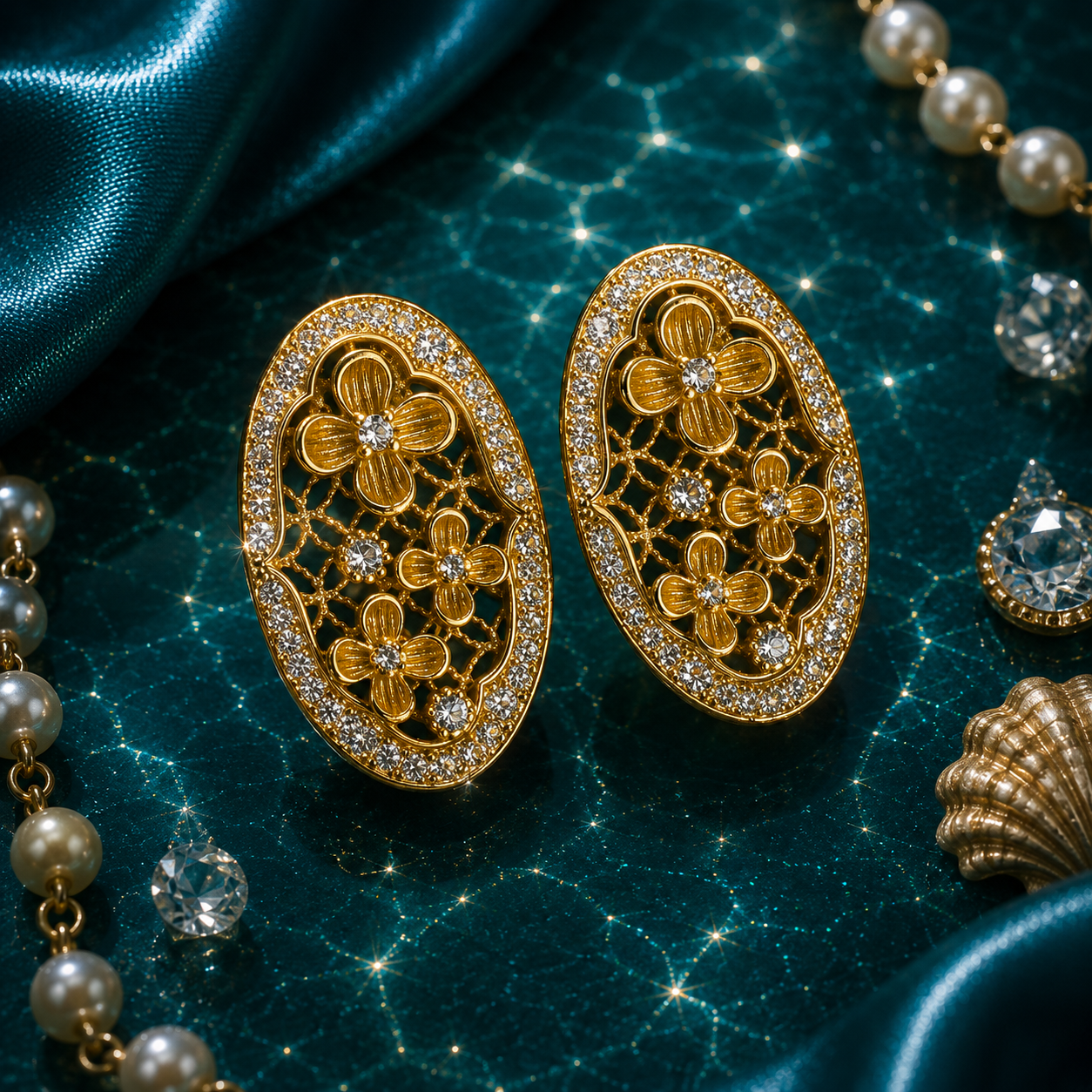 Golden Blossom Filigree Earrings