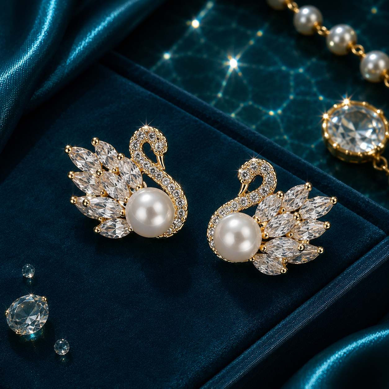 Pearl Swan Elegance Earrings